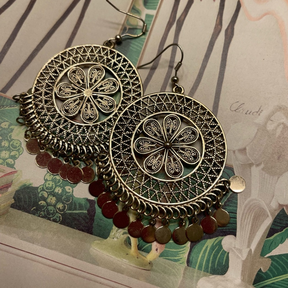 Express Gold Filigree Circle Drop Earrings - Women Jewelry